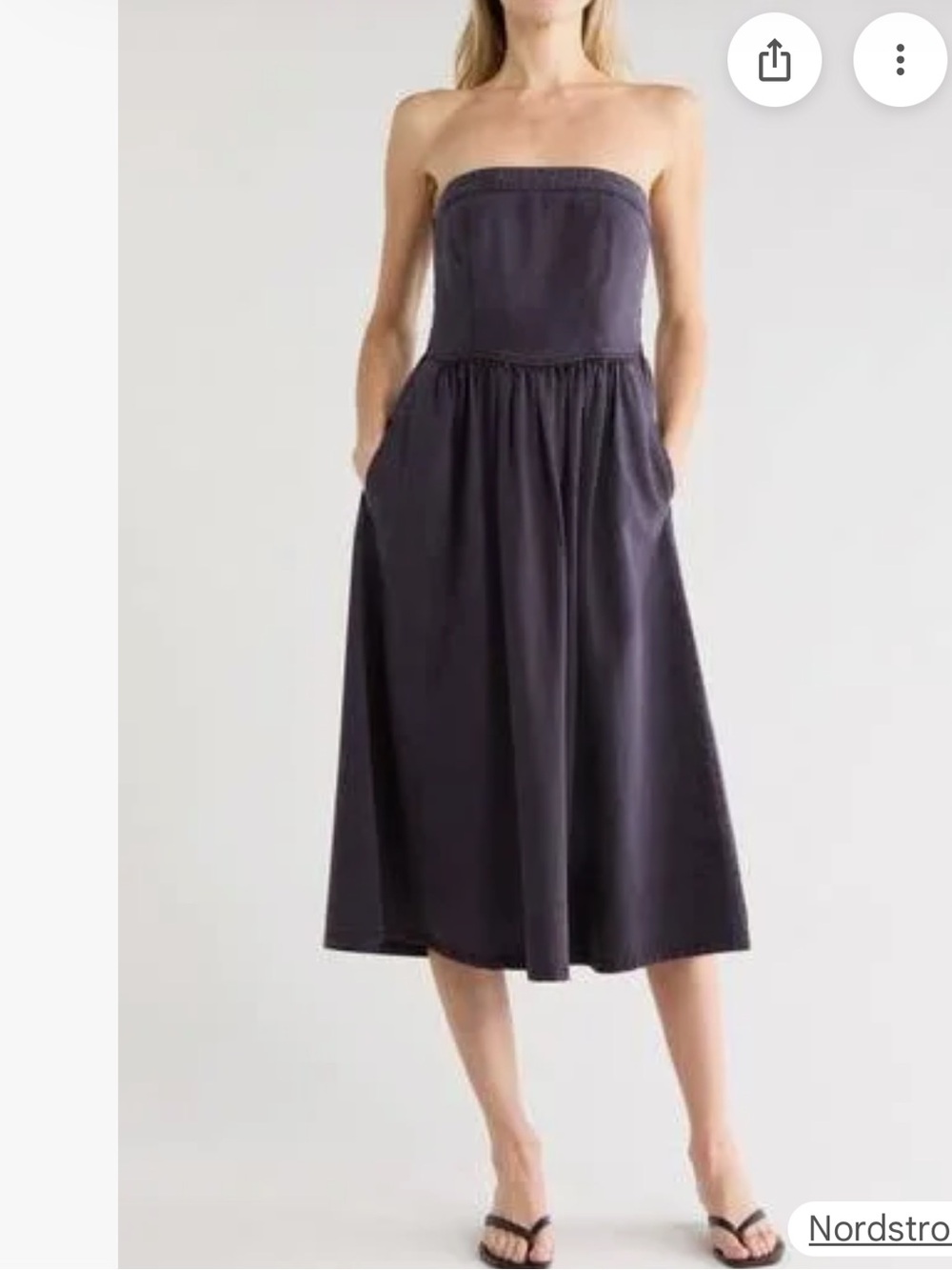 Young Fabulous and Broke denim navy blue Strapless Midi Dress - medium NWT